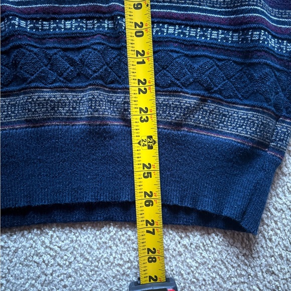 VTG Arnold Palmer Men’s Medium Knit Polo Sweater Navy Geometric Grandpa Core - Picture 7 of 9